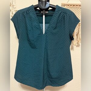 Fun 2 Fun Dark Green Polka Dot Blouse